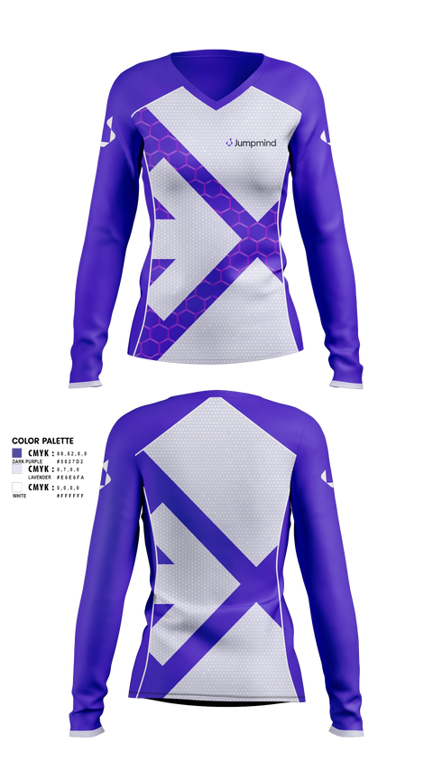Women's Long Sleeve Vneck Shirt, Jumpmind Pelotonia, Cycling, Teamtime, Team time, sublimation, custom sports apparel, team uniforms, spirit wear, spiritwear, sports uniforms, custom shirts, team store, custom team store, fundraiser sports, apparel fundraiser