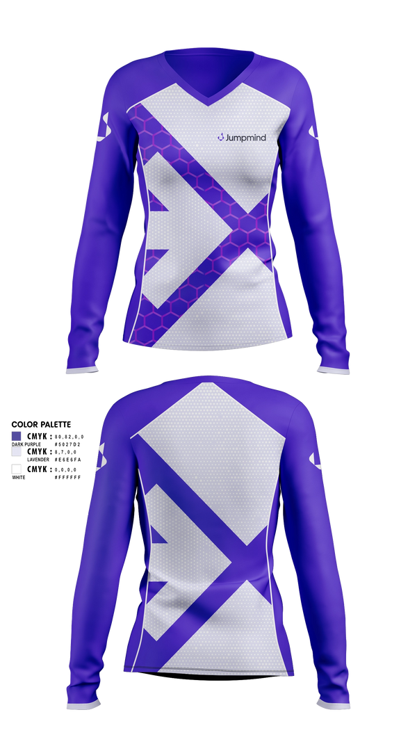 Women's Long Sleeve Vneck Shirt, Jumpmind Pelotonia, Cycling, Teamtime, Team time, sublimation, custom sports apparel, team uniforms, spirit wear, spiritwear, sports uniforms, custom shirts, team store, custom team store, fundraiser sports, apparel fundraiser