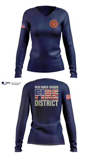 NEW HAVEN - BERGER FIRE DISTRICT Women's Long Sleeve V-neck Shirt - 11