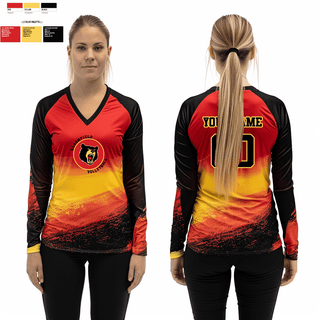 Women's Long Sleeve Vneck Shirt, Bloomfield College Volleyball, Women's Volleyball, Teamtime, Team time, sublimation, custom sports apparel, team uniforms, spirit wear, spiritwear, sports uniforms, custom shirts, team store, custom team store, fundraiser sports, apparel fundraiser