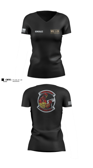 Women's Short Sleeve Vneck Shirt, VQ-3 DET TRVS, Navy, Teamtime, Team time, sublimation, custom sports apparel, team uniforms, spirit wear, spiritwear, sports uniforms, custom shirts, team store, custom team store, fundraiser sports, apparel fundraiser