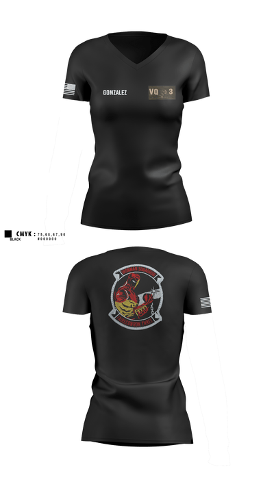 VQ-3 DET TRVS 52792969 Women's Short Sleeve V-neck Shirt - 1