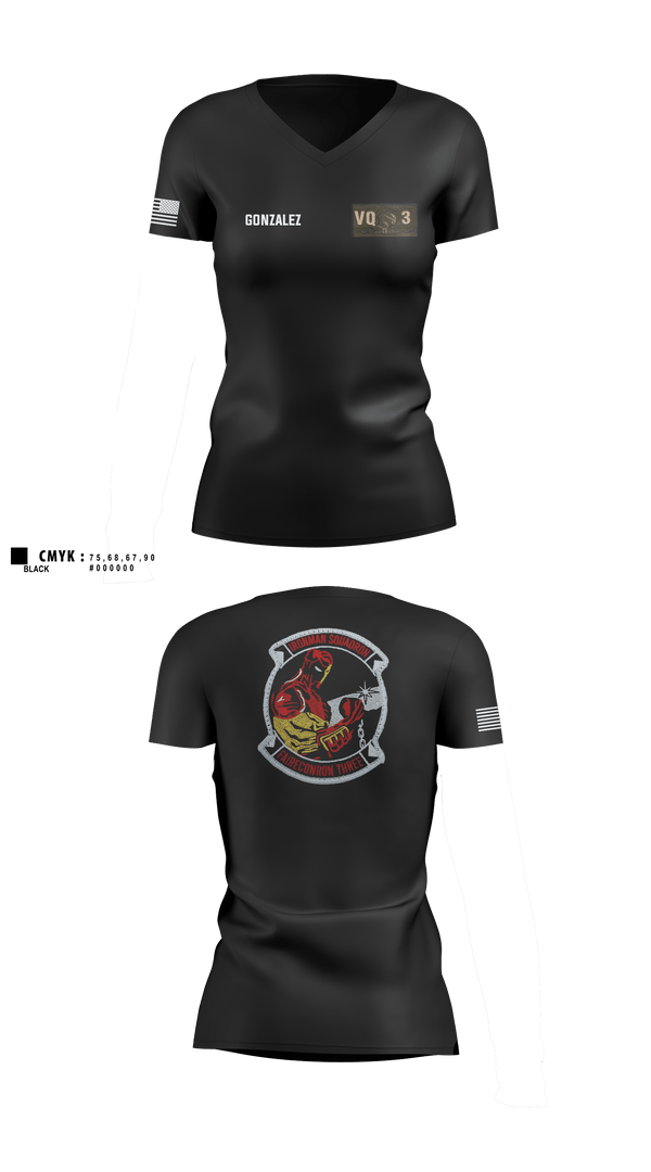 Women's Short Sleeve Vneck Shirt, VQ-3 DET TRVS, Navy, Teamtime, Team time, sublimation, custom sports apparel, team uniforms, spirit wear, spiritwear, sports uniforms, custom shirts, team store, custom team store, fundraiser sports, apparel fundraiser