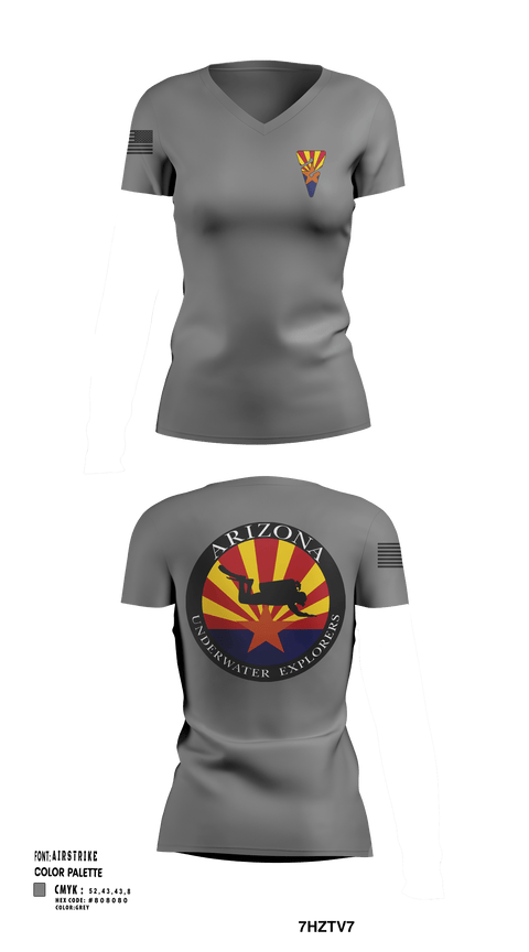 Women's Short Sleeve Vneck Shirt, Arizona Underwater Explorers, Police, Teamtime, Team time, sublimation, custom sports apparel, team uniforms, spirit wear, spiritwear, sports uniforms, custom shirts, team store, custom team store, fundraiser sports, apparel fundraiser