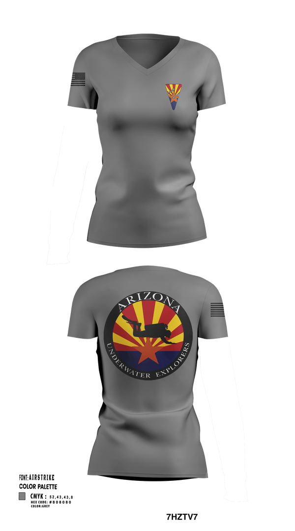 Women's Short Sleeve Vneck Shirt, Arizona Underwater Explorers, Police, Teamtime, Team time, sublimation, custom sports apparel, team uniforms, spirit wear, spiritwear, sports uniforms, custom shirts, team store, custom team store, fundraiser sports, apparel fundraiser