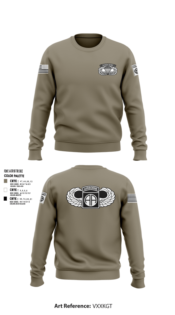Crew Neck Sweatshirt, 82nd airborne Division, Army, Teamtime, Team time, sublimation, custom sports apparel, team uniforms, spirit wear, spiritwear, sports uniforms, custom shirts, team store, custom team store, fundraiser sports, apparel fundraiser
