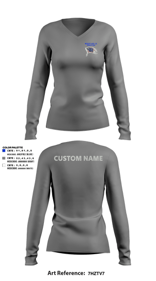 Women's Long Sleeve Vneck Shirt, Wheatland youth football and cheer, Football, Teamtime, Team time, sublimation, custom sports apparel, team uniforms, spirit wear, spiritwear, sports uniforms, custom shirts, team store, custom team store, fundraiser sports, apparel fundraiser