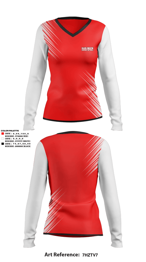 Women's Long Sleeve Vneck Shirt, Harlingen Cardinal Softball, Softball, Teamtime, Team time, sublimation, custom sports apparel, team uniforms, spirit wear, spiritwear, sports uniforms, custom shirts, team store, custom team store, fundraiser sports, apparel fundraiser