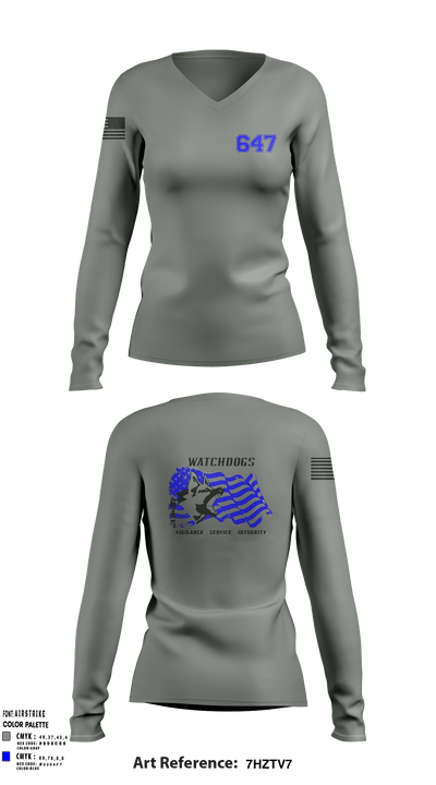 647 25751882 Women's Long Sleeve V-neck Shirt - 1