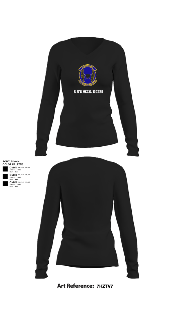 Women's Long Sleeve Vneck Shirt, 51SFS Metal Tigers, Air Force, Teamtime, Team time, sublimation, custom sports apparel, team uniforms, spirit wear, spiritwear, sports uniforms, custom shirts, team store, custom team store, fundraiser sports, apparel fundraiser