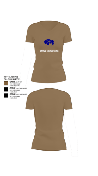 Women's Short Sleeve Vneck Shirt, Battle company 1-17IN, Army, Teamtime, Team time, sublimation, custom sports apparel, team uniforms, spirit wear, spiritwear, sports uniforms, custom shirts, team store, custom team store, fundraiser sports, apparel fundraiser