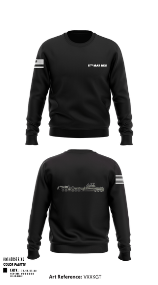 Crew Neck Sweatshirt, 11Th MAR REG, Marines, Teamtime, Team time, sublimation, custom sports apparel, team uniforms, spirit wear, spiritwear, sports uniforms, custom shirts, team store, custom team store, fundraiser sports, apparel fundraiser