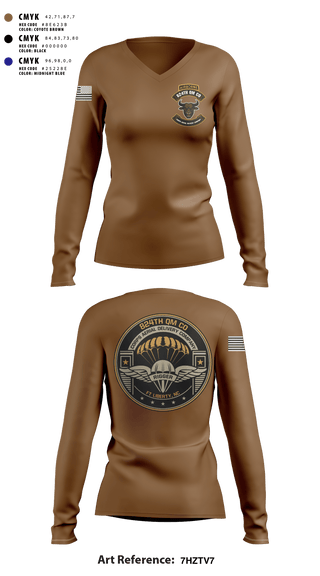 Women's Long Sleeve Vneck Shirt, 824th QM CO (CADC-A), Army, Teamtime, Team time, sublimation, custom sports apparel, team uniforms, spirit wear, spiritwear, sports uniforms, custom shirts, team store, custom team store, fundraiser sports, apparel fundraiser