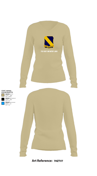 Women's Long Sleeve Vneck Shirt, Fco 51st infantry LRSU, , Teamtime, Team time, sublimation, custom sports apparel, team uniforms, spirit wear, spiritwear, sports uniforms, custom shirts, team store, custom team store, fundraiser sports, apparel fundraiser
