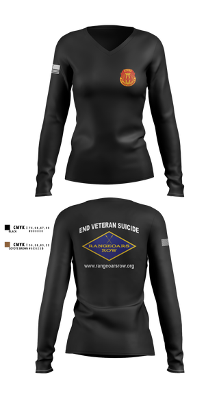 Women's Long Sleeve Vneck Shirt, B/2-327th, , Teamtime, Team time, sublimation, custom sports apparel, team uniforms, spirit wear, spiritwear, sports uniforms, custom shirts, team store, custom team store, fundraiser sports, apparel fundraiser