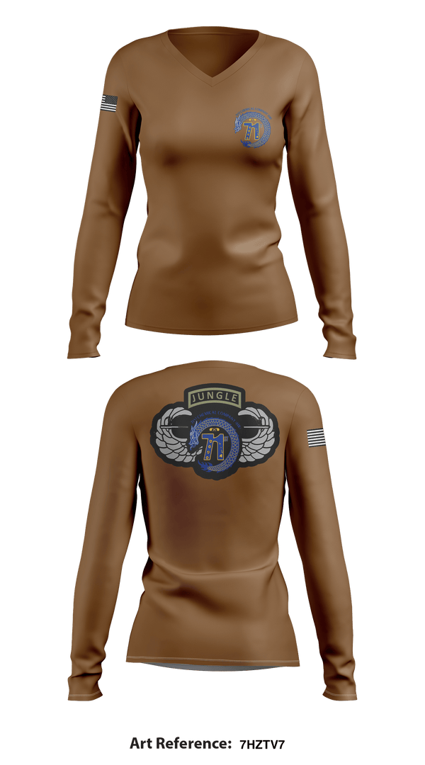 Women's Long Sleeve Vneck Shirt, 71st Chemical Company (HR), Army, Teamtime, Team time, sublimation, custom sports apparel, team uniforms, spirit wear, spiritwear, sports uniforms, custom shirts, team store, custom team store, fundraiser sports, apparel fundraiser