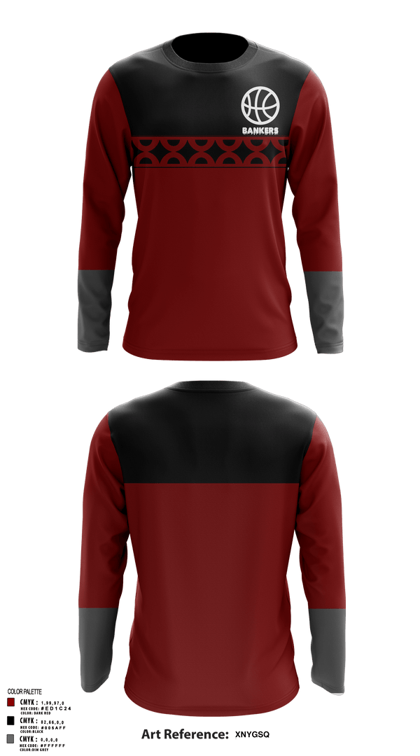Long Sleeve Performance Shirt, Bankers, Men's Basketball, Teamtime, Team time, sublimation, custom sports apparel, team uniforms, spirit wear, spiritwear, sports uniforms, custom shirts, team store, custom team store, fundraiser sports, apparel fundraiser