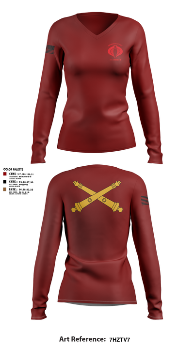 Charlie Battery, 1-119th FA 47943338 Women's Long Sleeve V-neck Shirt - 1