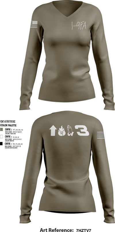 1-9 FA 76255976 Women's Long Sleeve V-neck Shirt - 1
