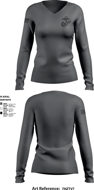 Women's Long Sleeve Vneck Shirt, 0311 Grunt, Marines, Teamtime, Team time, sublimation, custom sports apparel, team uniforms, spirit wear, spiritwear, sports uniforms, custom shirts, team store, custom team store, fundraiser sports, apparel fundraiser