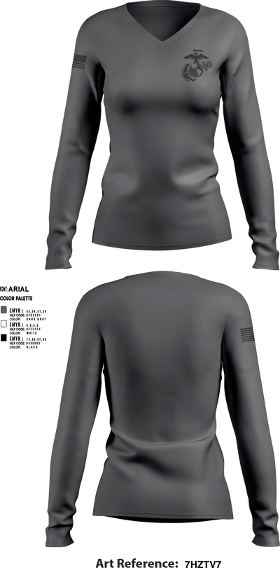 0311 Grunt 30803136 Women's Long Sleeve V-neck Shirt - 2
