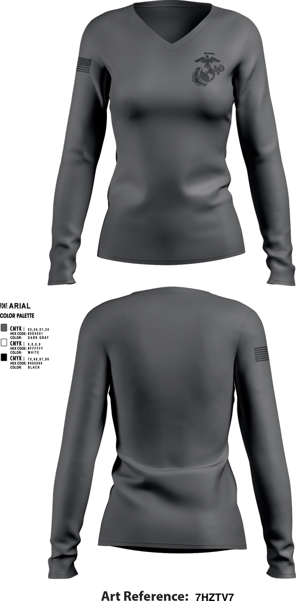 Women's Long Sleeve Vneck Shirt, 0311 Grunt, Marines, Teamtime, Team time, sublimation, custom sports apparel, team uniforms, spirit wear, spiritwear, sports uniforms, custom shirts, team store, custom team store, fundraiser sports, apparel fundraiser