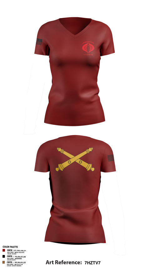 Women's Short Sleeve Vneck Shirt, Charlie Battery, 1-119th FA, , Teamtime, Team time, sublimation, custom sports apparel, team uniforms, spirit wear, spiritwear, sports uniforms, custom shirts, team store, custom team store, fundraiser sports, apparel fundraiser