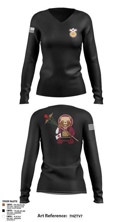 MEDDAC-Japan 77028542 Women's Long Sleeve V-neck Shirt - 3