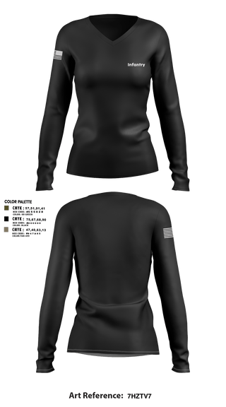 Women's Long Sleeve Vneck Shirt, Infantry, , Teamtime, Team time, sublimation, custom sports apparel, team uniforms, spirit wear, spiritwear, sports uniforms, custom shirts, team store, custom team store, fundraiser sports, apparel fundraiser