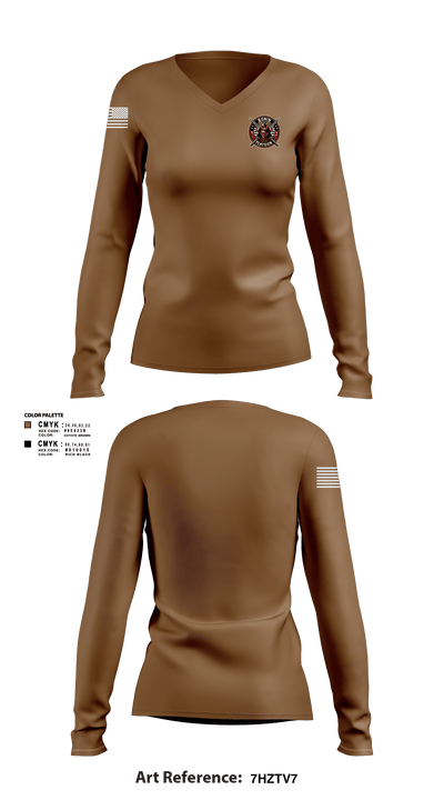 4/3 Cavalry Regiment 53713701 Women's Long Sleeve V-neck Shirt - 1