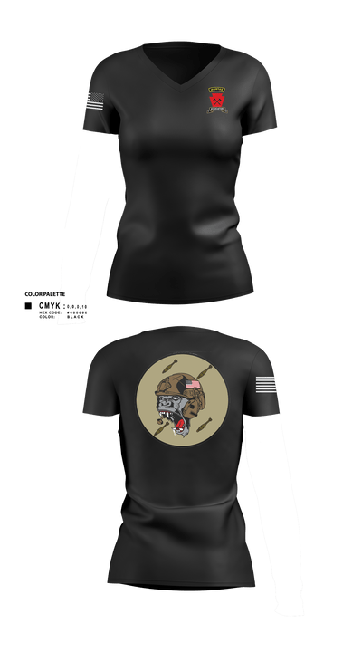 A co 1-111th MTRAco 1-111th secfor 26683697 Women's Short Sleeve V-neck Shirt - 1
