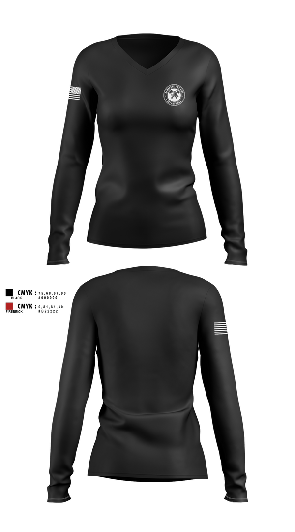 Women's Long Sleeve Vneck Shirt, Kankakee Twp Fire, , Teamtime, Team time, sublimation, custom sports apparel, team uniforms, spirit wear, spiritwear, sports uniforms, custom shirts, team store, custom team store, fundraiser sports, apparel fundraiser