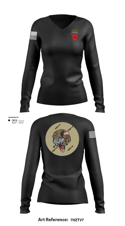 A co 1-111th MTRAco 1-111th secfor 26683697 Women's Long Sleeve V-neck Shirt - 5