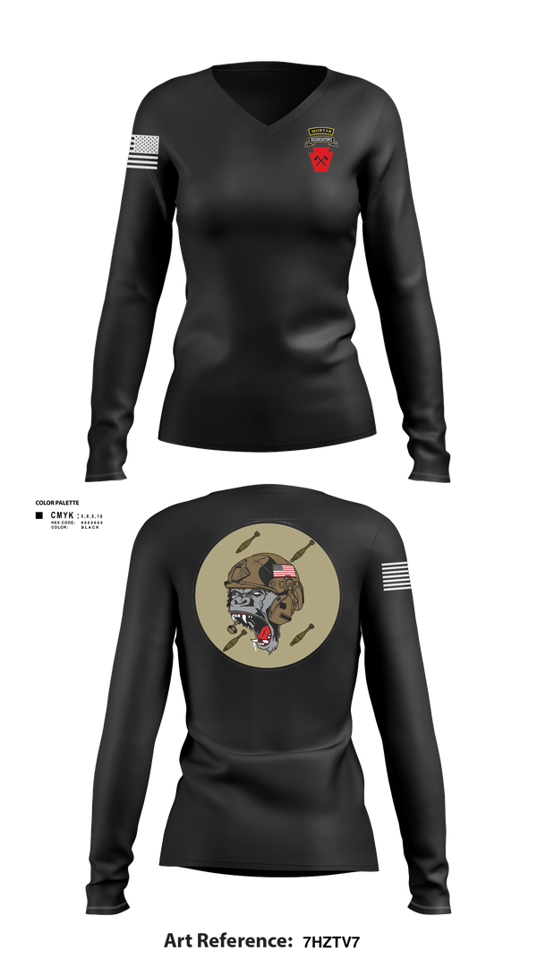 Women's Long Sleeve Vneck Shirt, Aco 1-111th secfor1-111 MTR renew, National Guard, Teamtime, Team time, sublimation, custom sports apparel, team uniforms, spirit wear, spiritwear, sports uniforms, custom shirts, team store, custom team store, fundraiser sports, apparel fundraiser