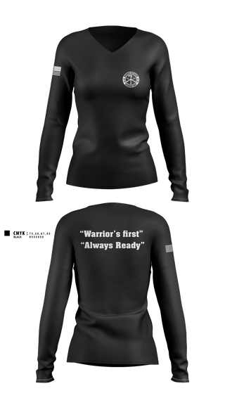 Women's Long Sleeve Vneck Shirt, Warrior battalion, Army, Teamtime, Team time, sublimation, custom sports apparel, team uniforms, spirit wear, spiritwear, sports uniforms, custom shirts, team store, custom team store, fundraiser sports, apparel fundraiser