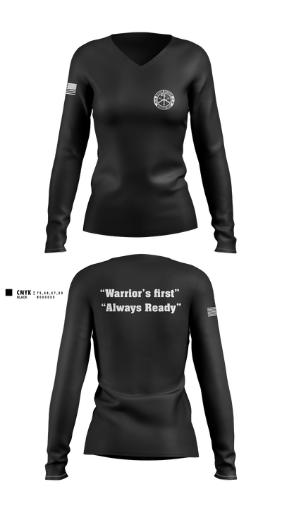 Warrior battalion 86966643 Women's Long Sleeve V-neck Shirt - 1