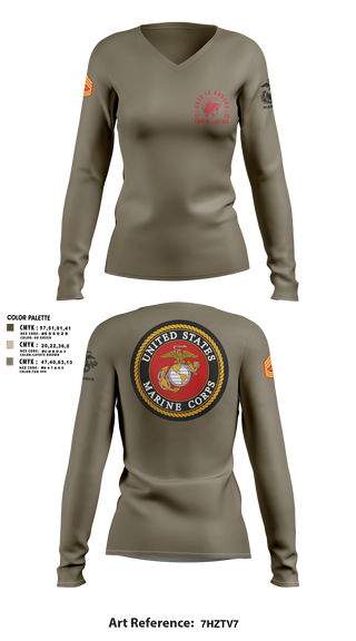 Women's Long Sleeve Vneck Shirt, Zulu 109, Marines, Teamtime, Team time, sublimation, custom sports apparel, team uniforms, spirit wear, spiritwear, sports uniforms, custom shirts, team store, custom team store, fundraiser sports, apparel fundraiser