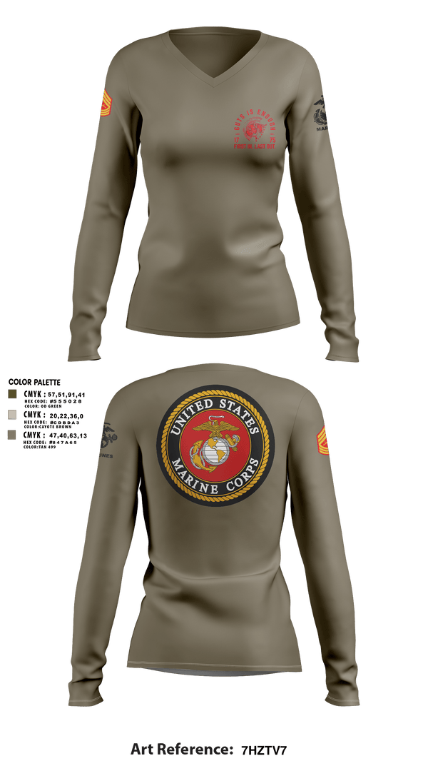 Women's Long Sleeve Vneck Shirt, Zulu 109, Marines, Teamtime, Team time, sublimation, custom sports apparel, team uniforms, spirit wear, spiritwear, sports uniforms, custom shirts, team store, custom team store, fundraiser sports, apparel fundraiser