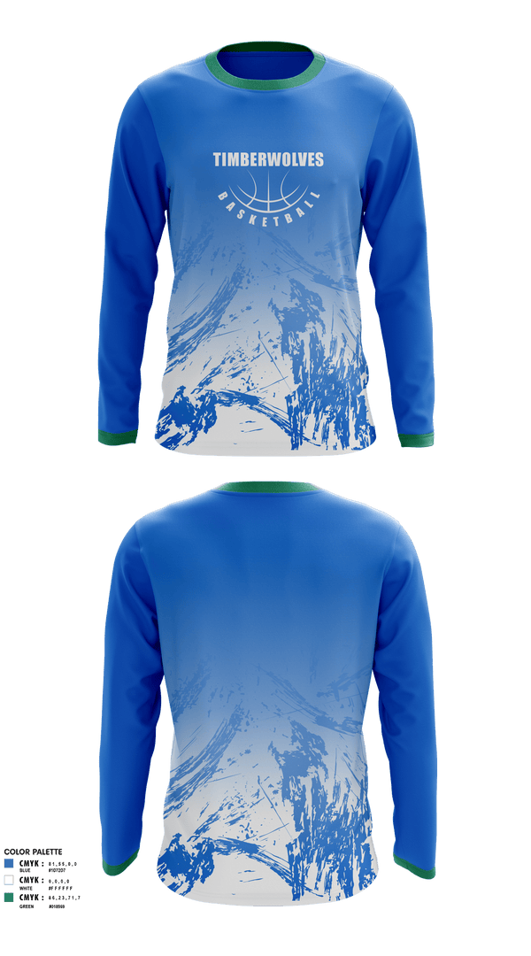Long Sleeve Performance Shirt, Timberwolves, Men's Basketball, Teamtime, Team time, sublimation, custom sports apparel, team uniforms, spirit wear, spiritwear, sports uniforms, custom shirts, team store, custom team store, fundraiser sports, apparel fundraiser