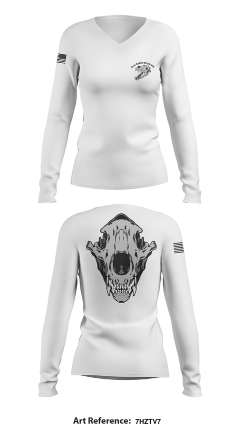 Women's Long Sleeve Vneck Shirt, B co 224th MI BN MX, Army, Teamtime, Team time, sublimation, custom sports apparel, team uniforms, spirit wear, spiritwear, sports uniforms, custom shirts, team store, custom team store, fundraiser sports, apparel fundraiser