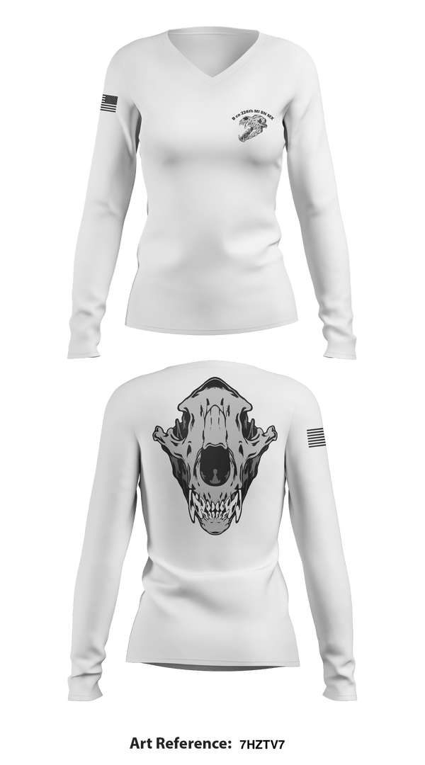 Women's Long Sleeve Vneck Shirt, B co 224th MI BN MX, Army, Teamtime, Team time, sublimation, custom sports apparel, team uniforms, spirit wear, spiritwear, sports uniforms, custom shirts, team store, custom team store, fundraiser sports, apparel fundraiser