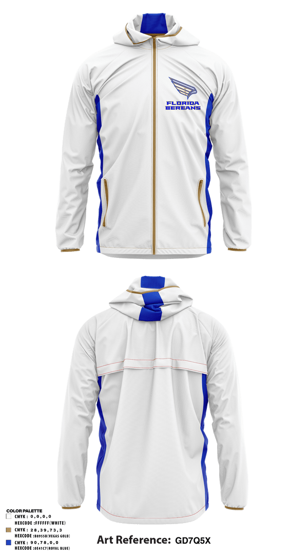 Windbreaker, FLORIDA BEREANS, Football, Teamtime, Team time, sublimation, custom sports apparel, team uniforms, spirit wear, spiritwear, sports uniforms, custom shirts, team store, custom team store, fundraiser sports, apparel fundraiser