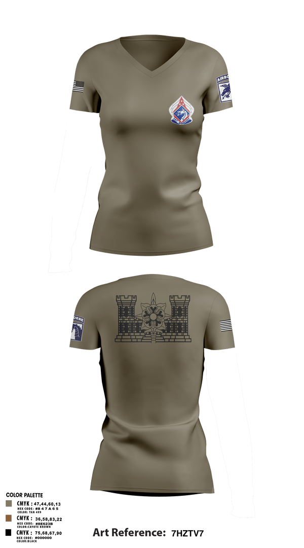 Women's Short Sleeve Vneck Shirt, XVIII ABN G2, Army, Teamtime, Team time, sublimation, custom sports apparel, team uniforms, spirit wear, spiritwear, sports uniforms, custom shirts, team store, custom team store, fundraiser sports, apparel fundraiser