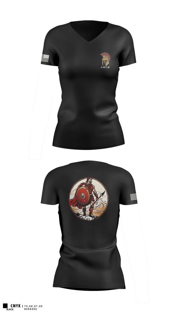 Women's Short Sleeve Vneck Shirt, A-CO 1-32, Army, Teamtime, Team time, sublimation, custom sports apparel, team uniforms, spirit wear, spiritwear, sports uniforms, custom shirts, team store, custom team store, fundraiser sports, apparel fundraiser