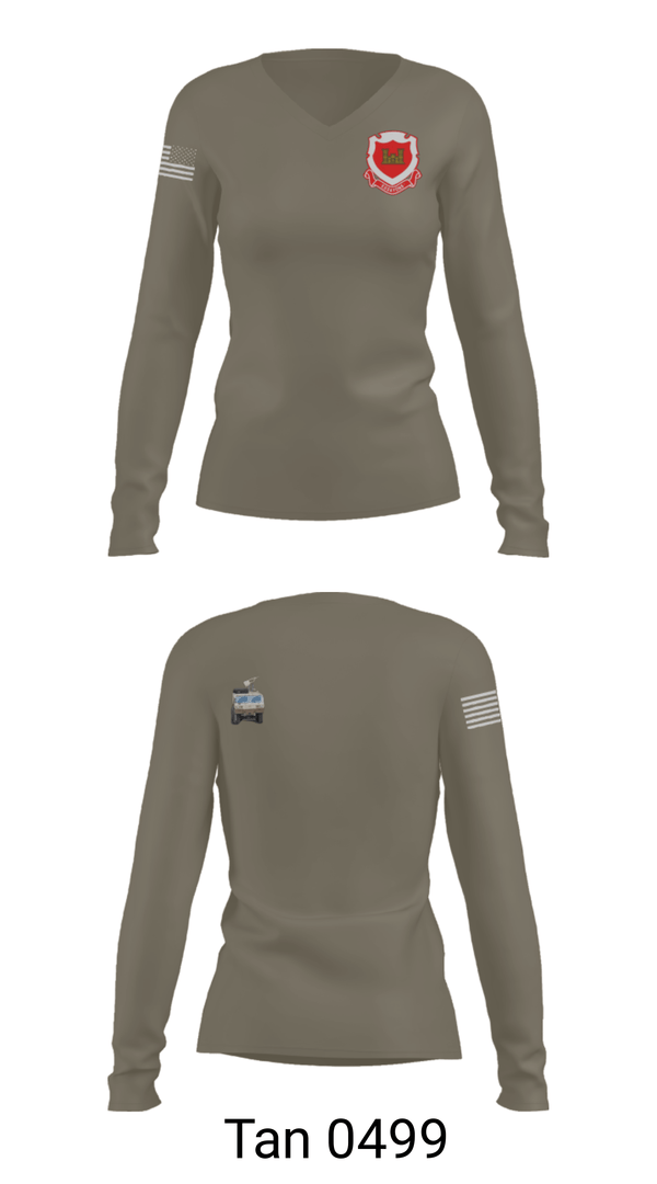Women's Long Sleeve Vneck Shirt, 185th Engineer Support Company, , Teamtime, Team time, sublimation, custom sports apparel, team uniforms, spirit wear, spiritwear, sports uniforms, custom shirts, team store, custom team store, fundraiser sports, apparel fundraiser