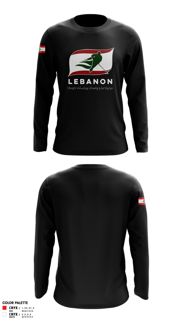 Long Sleeve Performance Shirt, Lebanese Ice Hockey Federation (LIHF), Ice Hockey, Teamtime, Team time, sublimation, custom sports apparel, team uniforms, spirit wear, spiritwear, sports uniforms, custom shirts, team store, custom team store, fundraiser sports, apparel fundraiser