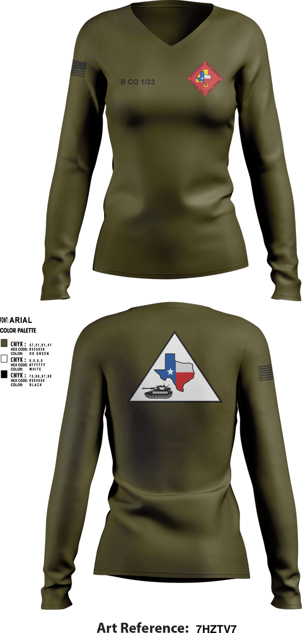 Women's Long Sleeve Vneck Shirt, Bravo 1/23 63480397, Marines, Teamtime, Team time, sublimation, custom sports apparel, team uniforms, spirit wear, spiritwear, sports uniforms, custom shirts, team store, custom team store, fundraiser sports, apparel fundraiser