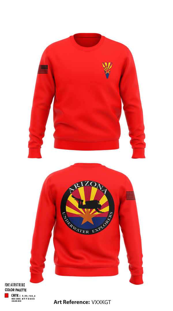Crew Neck Sweatshirt, Arizona Underwater Explorers, Police, Teamtime, Team time, sublimation, custom sports apparel, team uniforms, spirit wear, spiritwear, sports uniforms, custom shirts, team store, custom team store, fundraiser sports, apparel fundraiser