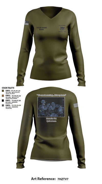 Charger Co. / 2-112th Infantry Battalion 37738588 Women's Long Sleeve V-neck Shirt - 88