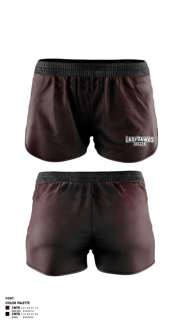 Womens Soccer Shorts, LadyDawgs, Women's Soccer, Teamtime, Team time, sublimation, custom sports apparel, team uniforms, spirit wear, spiritwear, sports uniforms, custom shirts, team store, custom team store, fundraiser sports, apparel fundraiser